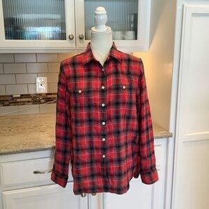 Denim & Supply Ralph Lauren Utility Flannel Button Down Linen & Cotton Size Med